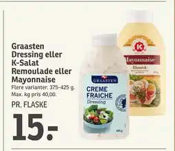 SPAR Graasten Dressing eller K-Salat Remoulade eller Mayonnaise tilbud
