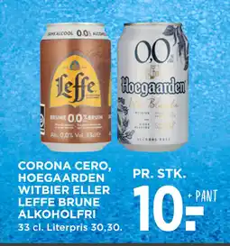 MENY CORONA CERO, HOEGAARDEN WITBIER ELLER LEFFE BRUNE ALKOHOLFRI tilbud