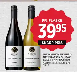 MENY NUGAN ESTATE THIRD GENERATION SHIRAZ ELLER CHARDONNAY tilbud