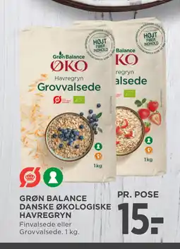 MENY GRØN BALANCE DANSKE ØKOLOGISKE HAVREGRYN tilbud