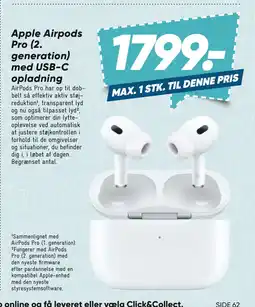Bilka Apple Airpods Pro (2. generation) med USB-C opladning tilbud
