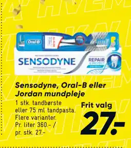 Bilka Sensodyne, Oral B eller Jordan mundpleje tilbud