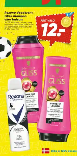 Bilka Rexona deodorant, Gliss shampoo eller balsam tilbud