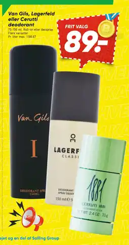 Bilka Van Gils, Lagerfeld eller Cerutti deodorant tilbud