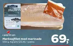 Mørksejfilet med marinade 550 g. Kg-pris 125,45.1 pakke.