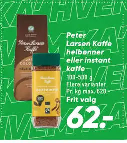 Bilka Peter Larsen Kaffe helbønner eller instant kaffe tilbud