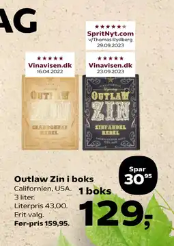 SuperBrugsen Outlaw Zin i boks tilbud