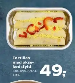Tortillas med oksekødsfyld
