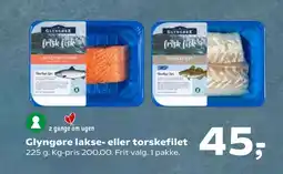 Kvickly Glyngøre lakse- eller torskefilet tilbud