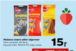 Kvickly Malaco snøre eller stjerner tilbud