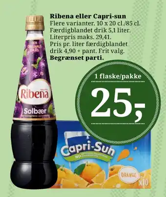 Dagli'Brugsen Ribena eller Capri-sun tilbud