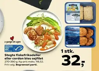 SuperBrugsen Stegte fiskefrikadeller eller cordon bleu sejfilet tilbud