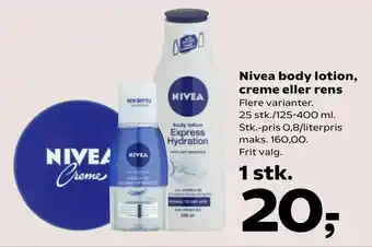 Nivea body lotion, creme eller rens