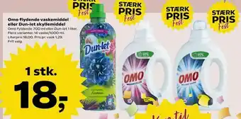 SuperBrugsen Omo flydende vaskemiddel eller Dun-let skyllemiddel tilbud