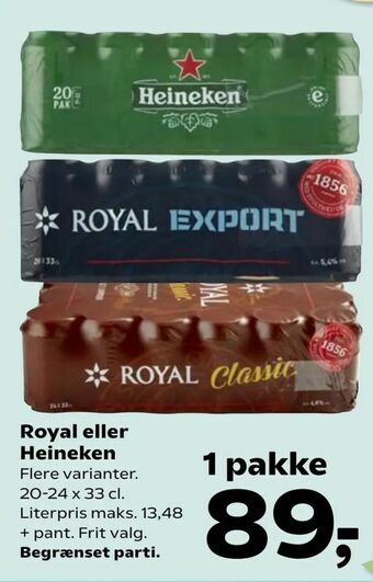 SuperBrugsen Royal eller Heineken tilbud