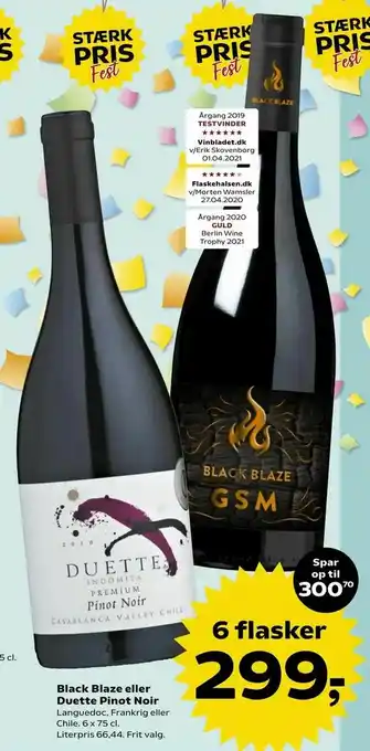 SuperBrugsen Black Blaze eller Duette Pinot Noir tilbud