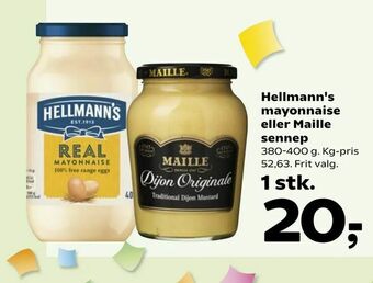 SuperBrugsen Hellmann's mayonnaise eller Maille sennep tilbud