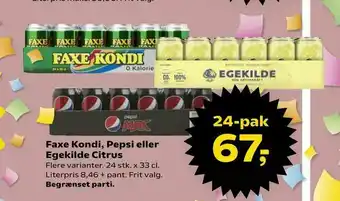 SuperBrugsen Faxe Kondi, Pepsi eller Egekilde Citrus tilbud