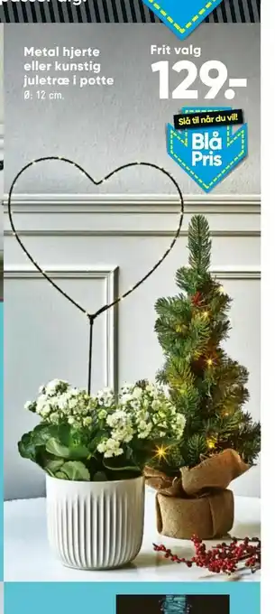Bilka Metal hjerte eller kunstig juletræ i potte tilbud