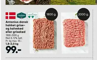 Antonius dansk hakket grise og kalvekød eller grisekød