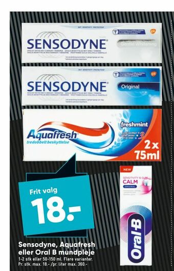 Sensodyne, Aquafresh eller Oral B mundpleje