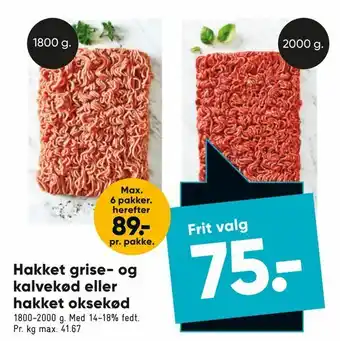 Bilka Hakket grise- og kalvekød eller hakket oksekød tilbud
