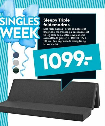 Bilka Sleepy Triple foldemadras tilbud