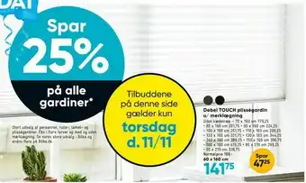 Bilka Debel TOUCH plisségardin u/ mørklægning tilbud