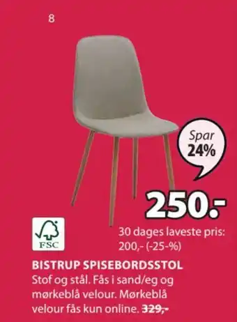 JYSK BISTRUP SPISEBORDSSTOL tilbud