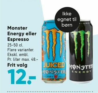 Bilka Monster Energy eller Espresso tilbud