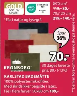 JYSK KARLSTAD BADEMÅTTE tilbud