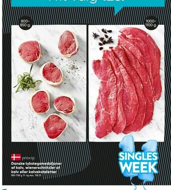 Bilka Danske tykstegsmedaljoner af kalv, wienerschnitzler af kalv eller kalvekoteletter tilbud