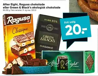 Bilka After Eight, Ragusa chokolade eller Green & Black's økologisk chokolade tilbud