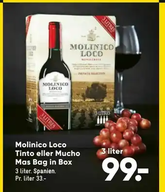 Bilka Molinico Loco Tinto eller Mucho Mas Bag in Box tilbud
