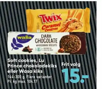 Bilka Soft cookies, Lu Prince chokoladekiks eller Wasa kiks tilbud