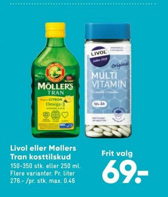 Bilka Livol eller Møllers Tran kosttilskud tilbud