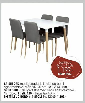 Daells Bolighus Sættilbud bord + 4 stole tilbud