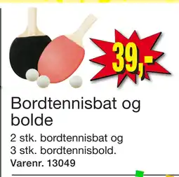 Bordtennisbat og bolde