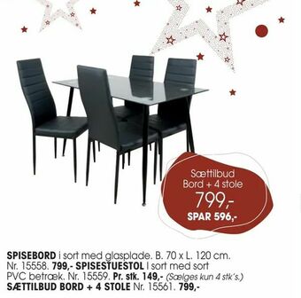 Daells Bolighus Sættilbud Bord + 4 stole tilbud