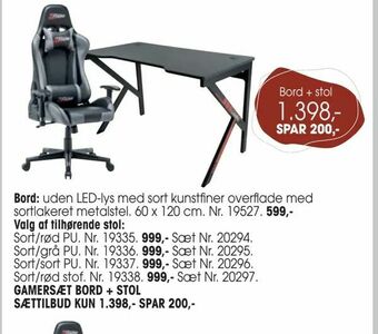 Daells Bolighus Gamersæt bord + stol sættilbud tilbud
