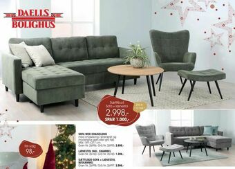 Daells Bolighus Sættilbud sofa + lænestol m/skammel tilbud