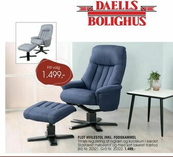 Daells Bolighus Flot hvilestol inkl. fodskammel tilbud