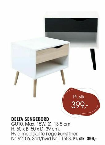 Daells Bolighus Delta sengebord tilbud