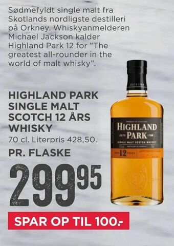 MENY Highland park single malt scotch 12 års whisky tilbud