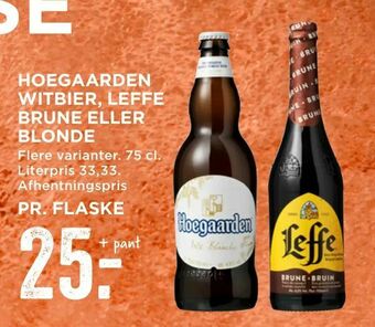 MENY Hoegaarden witbier, leffe brune eller blonde tilbud