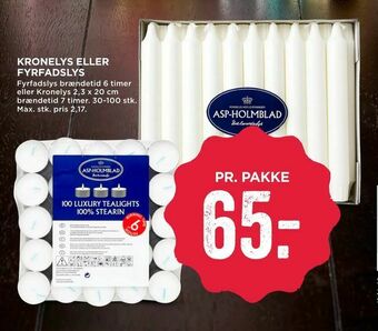 MENY Kronelys eller fyrfadslys tilbud