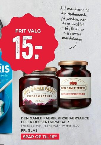 MENY Den gamle fabrik kirsebærsauce eller dessertkirsebær tilbud
