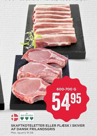 MENY Skaftkoteletter eller flæsk i skiver af dansk frilandsgris tilbud