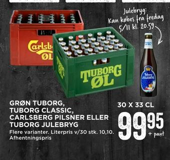 MENY Grøn tuborg, tuborg classic, carlsberg pilsner eller tuborg julebryg tilbud