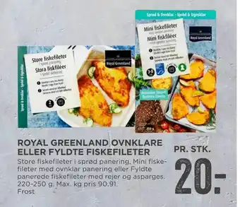 MENY Royal greenland ovnklare eller fyldte fiskefileter tilbud